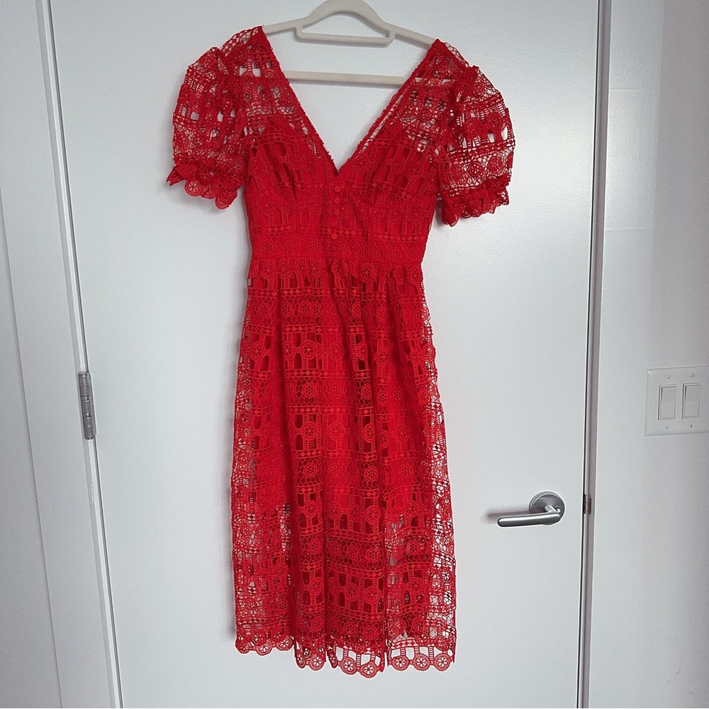 self portrait red lace dress